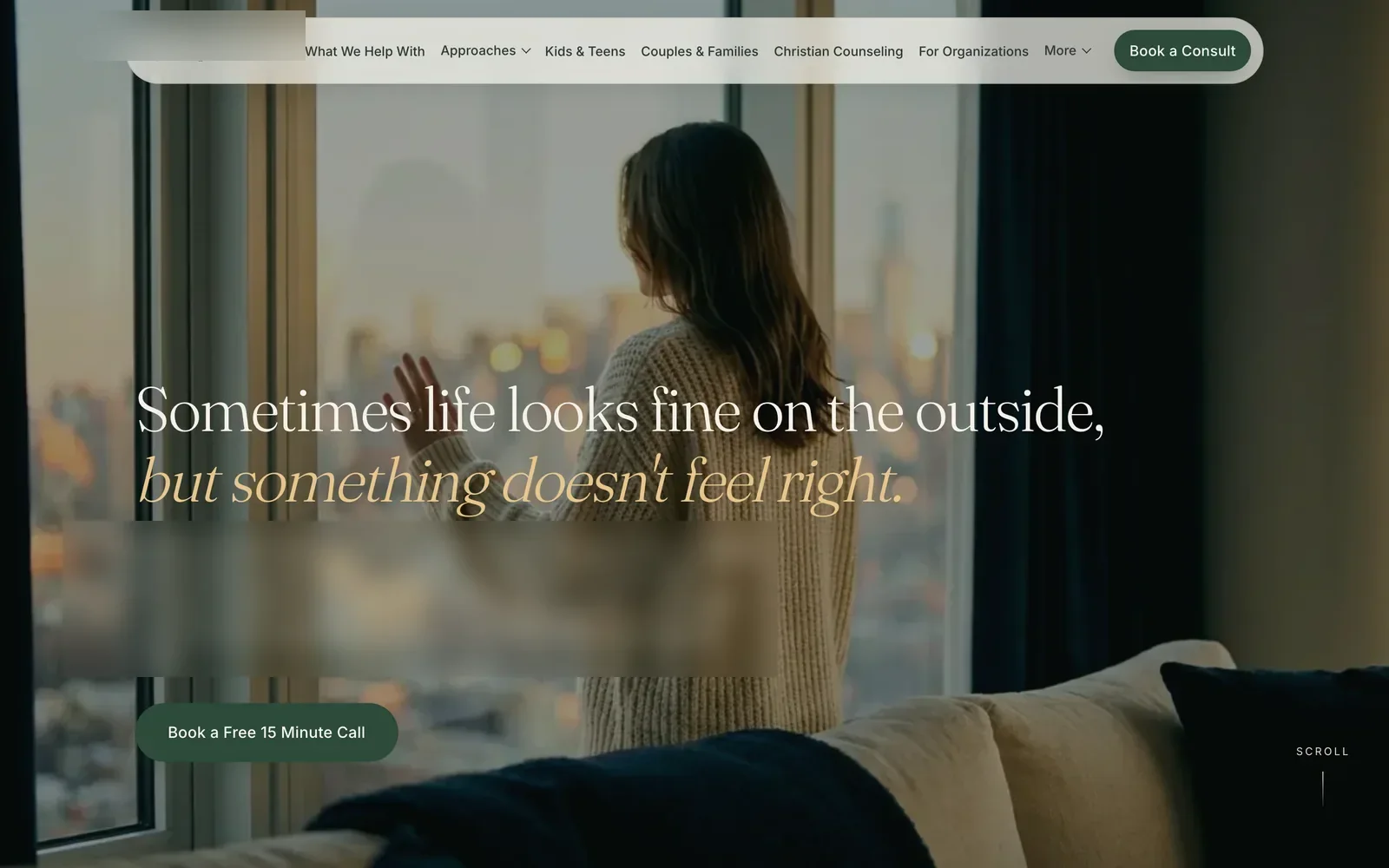 A Houston therapy practice website, desktop home screen