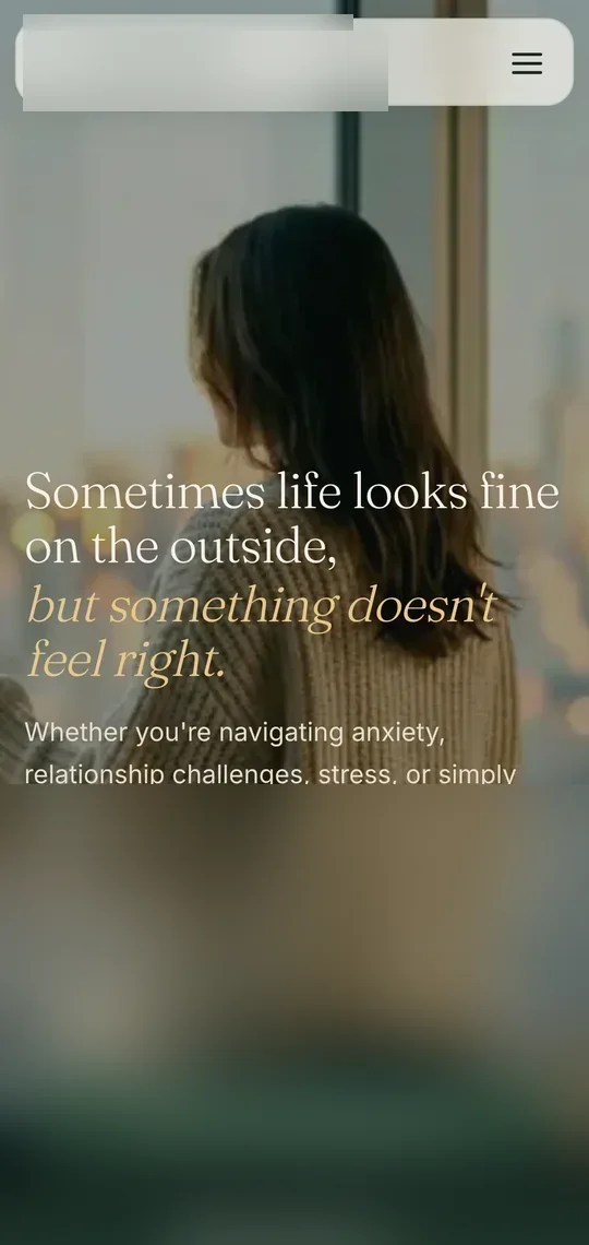 The same therapy practice website on a phone