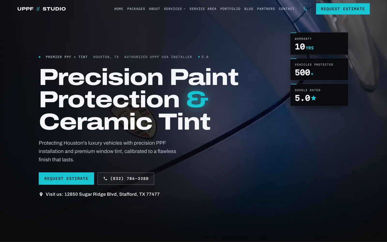 UPPF Studio website, desktop home screen